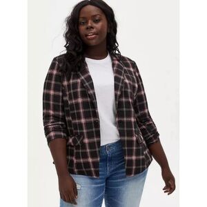 Torrid Studio Double Knit Blazer Jacket in Black Plaid Size 3 (3X/ 22-24)